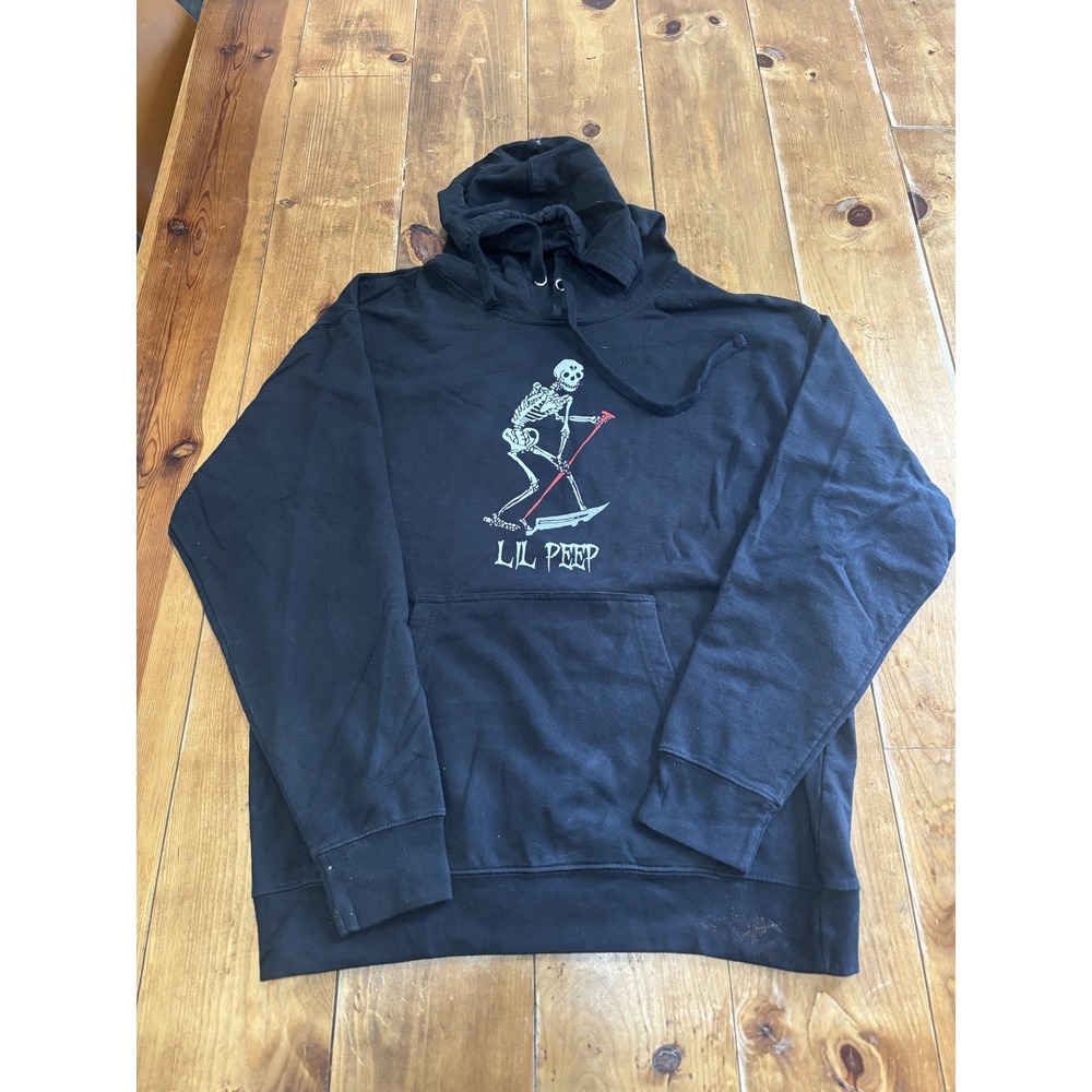 Lil Peep Skeleton Reaper Hoodie Black Men's Size L Officially Authorized